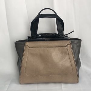 Diane Von Furstenberg Two-Tone Leather Shoulder Bag in Black and Tan